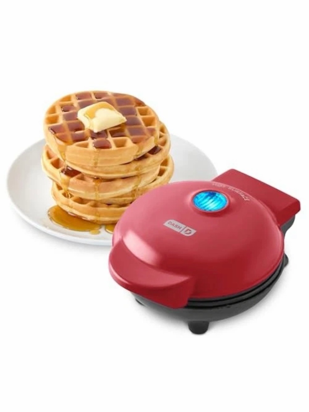 Red Dash Mini Waffle Maker Compact Electric Iron for Creative Homemade Treats